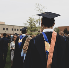 Graduate walking away